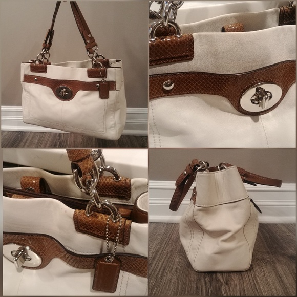 Coach Handbags - COACH, Penelope Carryall Turlock, White and Brown